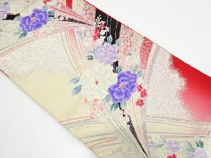 アンティーク　草花にのり散らし模様織り出し袋帯（材料）